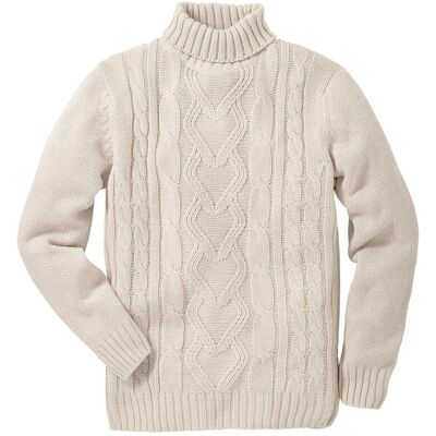bonprix Rollkragenpullover mit Zopfmuster beige 48 bonprix Rollkragenpullover mit Zopfmuster beige 48