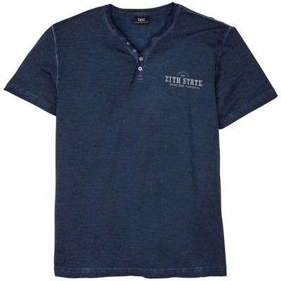 bonprix Henleyshirt, Kurzarm in gewaschener Optik aus reiner Bio-Baumwolle blau 44 bonprix Henleyshirt, Kurzarm in gewaschener Optik aus reiner Bio-Baumwolle blau 44