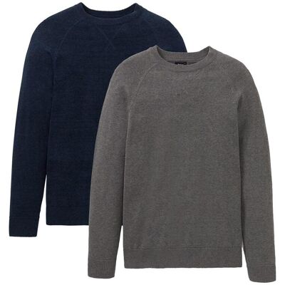 bonprix Feinstrickpullover aus reiner Baumwolle (2er Pack) grau 48 bonprix Feinstrickpullover aus reiner Baumwolle (2er Pack) grau 48