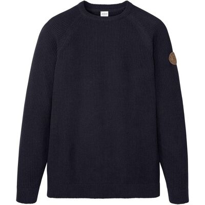 bonprix Grobstrick-Pullover mit recycelter Baumwolle blau 52 bonprix Grobstrick-Pullover mit recycelter Baumwolle blau 52