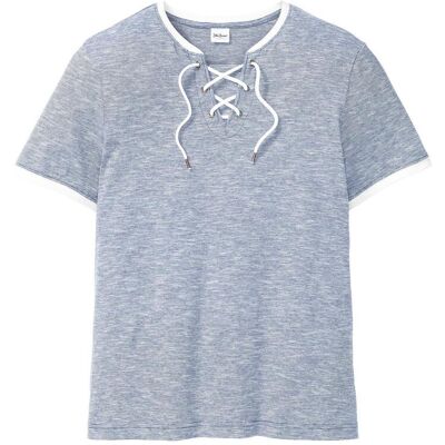 bonprix T-Shirt mit Schnürung aus Bio-Baumwolle blau 60 bonprix T-Shirt mit Schnürung aus Bio-Baumwolle blau 60