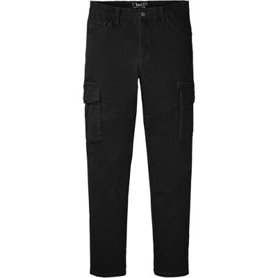 bonprix Slim Fit Stretch-Hose mit Cargotaschen, Straight schwarz 46 bonprix Slim Fit Stretch-Hose mit Cargotaschen, Straight schwarz 46