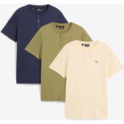 bonprix Henleyshirt aus reiner Bio-Baumwolle (3er Pack) grün 44 bonprix Henleyshirt aus reiner Bio-Baumwolle (3er Pack) grün 44
