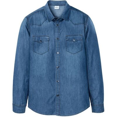 bonprix Jeanshemd, Slim Fit aus reiner Bio-Baumwolle blau 41 bonprix Jeanshemd, Slim Fit aus reiner Bio-Baumwolle blau 41