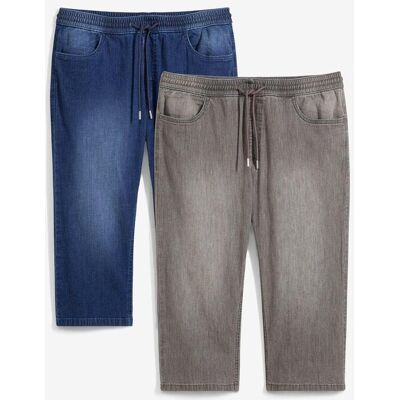 bonprix Leichte Regular Fit Schlupf-3/4-Stretch-Jeans, Straight (2er Pack) blau 46 bonprix Leichte Regular Fit Schlupf-3/4-Stretch-Jeans, Straight (2er Pack) blau 46