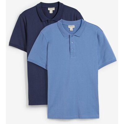 bonprix Jersey-Poloshirt aus reiner Bio-Baumwolle (2er Pack) blau 56 bonprix Jersey-Poloshirt aus reiner Bio-Baumwolle (2er Pack) blau 56