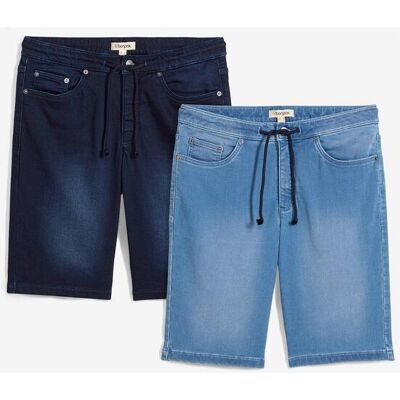 bonprix Sweat-Jeans-Bermuda mit Komfortbund, Regular Fit (2er Pack) blau 42 bonprix Sweat-Jeans-Bermuda mit Komfortbund, Regular Fit (2er Pack) blau 42