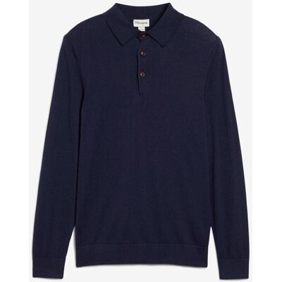 bonprix Feinstrick-Polopullover mit edler Merinowolle, Slim Fit blau 64 bonprix Feinstrick-Polopullover mit edler Merinowolle, Slim Fit blau 64