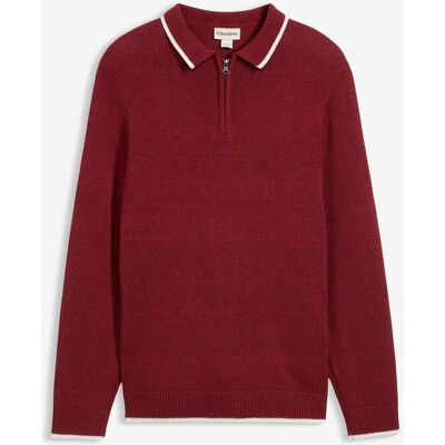 bonprix Polo Pullover mit recycelter Baumwolle rot 52 bonprix Polo Pullover mit recycelter Baumwolle rot 52