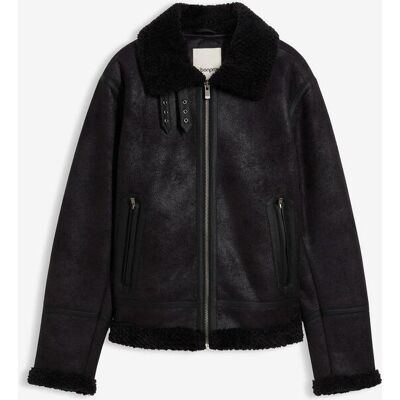 bonprix Lederimitat-Jacke mit Teddyfutter schwarz 50 bonprix Lederimitat-Jacke mit Teddyfutter schwarz 50