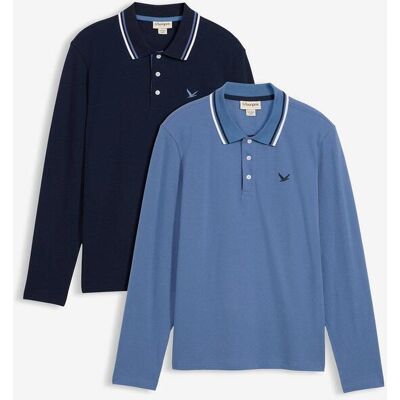 bonprix Poloshirt aus reiner Bio-Baumwolle (2er Pack) blau 64 bonprix Poloshirt aus reiner Bio-Baumwolle (2er Pack) blau 64