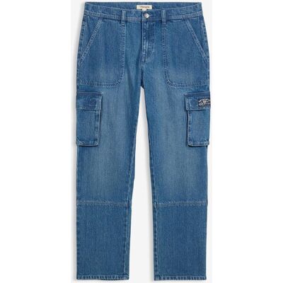 bonprix Relaxed-Fit Cargo-Jeans, Straight blau 44 bonprix Relaxed-Fit Cargo-Jeans, Straight blau 44