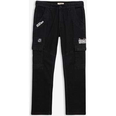 bonprix Relaxed Fit Cargo-Stretch-Jeans mit Bequembund, Straight schwarz 46 bonprix Relaxed Fit Cargo-Stretch-Jeans mit Bequembund, Straight schwarz 46