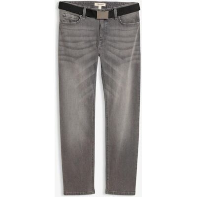 bonprix Regular Fit Stretch-Jeans mit Gürtel, Straight grau 44 bonprix Regular Fit Stretch-Jeans mit Gürtel, Straight grau 44