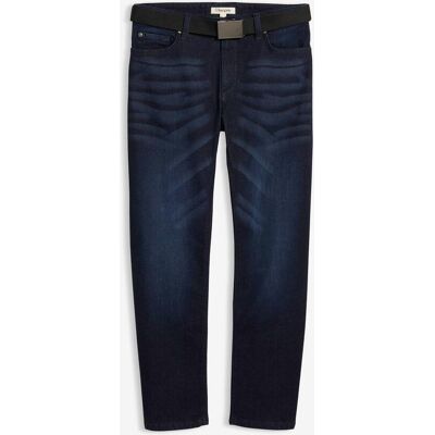 bonprix Regular Fit Stretch-Jeans mit Gürtel, Straight blau 36 bonprix Regular Fit Stretch-Jeans mit Gürtel, Straight blau 36