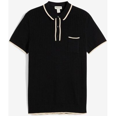 bonprix Strick-Poloshirt in Regular Fit schwarz 52 bonprix Strick-Poloshirt in Regular Fit schwarz 52