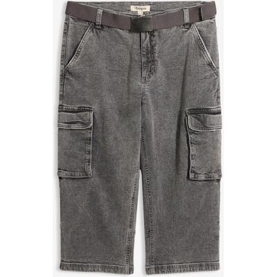 bonprix 3/4-Cargo-Stretch-Jeans mit Gürtel, Relaxed Fit grau 44 bonprix 3/4-Cargo-Stretch-Jeans mit Gürtel, Relaxed Fit grau 44