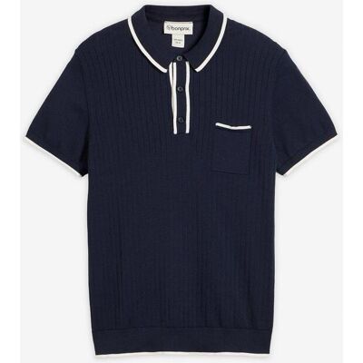 bonprix Strick-Poloshirt in Regular Fit blau 52 bonprix Strick-Poloshirt in Regular Fit blau 52