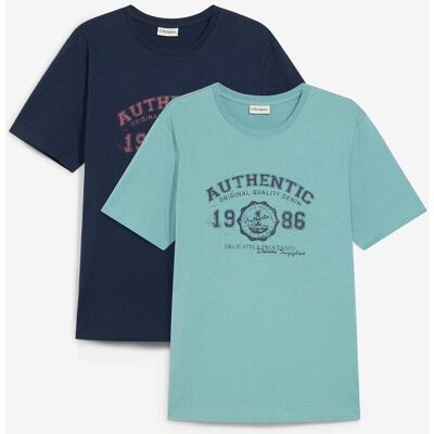 bonprix T-Shirt aus reiner Bio-Baumwolle (2er Pack) blau 60 bonprix T-Shirt aus reiner Bio-Baumwolle (2er Pack) blau 60