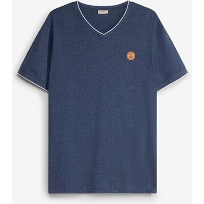 bonprix T-Shirt mit V-Ausschnitt in Doppeloptik blau 64 bonprix T-Shirt mit V-Ausschnitt in Doppeloptik blau 64