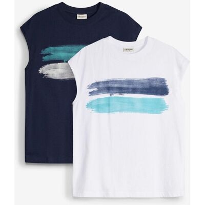 bonprix Tanktop aus reiner Bio-Baumwolle, Loose Fit (2er Pack) blau 44 bonprix Tanktop aus reiner Bio-Baumwolle, Loose Fit (2er Pack) blau 44