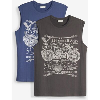 bonprix Muskelshirt (2er Pack) aus reiner Bio-Baumwolle blau 56 bonprix Muskelshirt (2er Pack) aus reiner Bio-Baumwolle blau 56