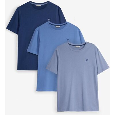 bonprix T-Shirt in Regular Fit (3er Pack) blau 48 bonprix T-Shirt in Regular Fit (3er Pack) blau 48