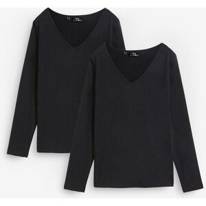 bonprix Figurbetontes Langarmshirt (2er Pack) schwarz 44/52/36/48/40/56 bonprix Figurbetontes Langarmshirt (2er Pack) schwarz 44/52/36/48/40/56
