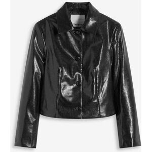 bonprix Verkürzte Lederimitat-Jacke mit glossy Krokoprägung schwarz 36