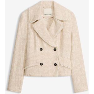 bonprix Jacke aus Baumwolljacquard mit Leinenanteil beige 36