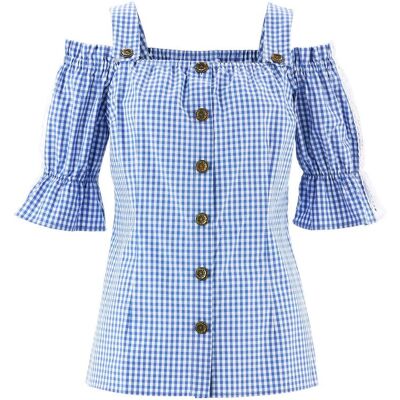 bonprix Trachtenbluse mit halbem Arm blau 38 bonprix Trachtenbluse mit halbem Arm blau 38