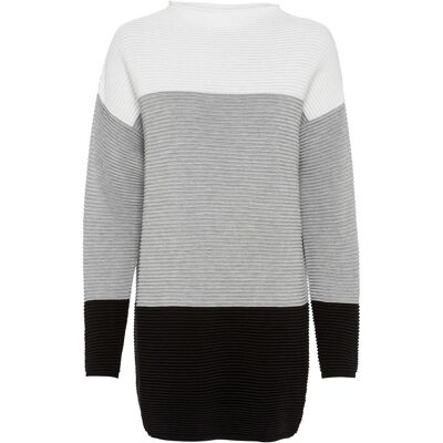 bonprix Gestreifter Long-Pullover weiß 40 bonprix Gestreifter Long-Pullover weiß 40