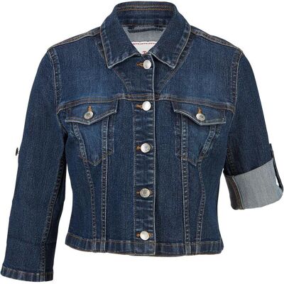 bonprix Kurze Jeansjacke mit 3/4 Ärmel blau 50 bonprix Kurze Jeansjacke mit 3/4 Ärmel blau 50