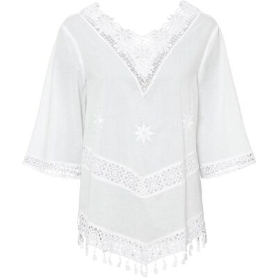 bonprix Tunikabluse aus reiner Baumwolle weiß 46 bonprix Tunikabluse aus reiner Baumwolle weiß 46