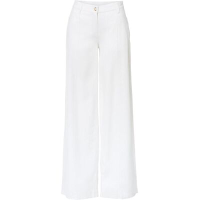 bonprix Palazzo-Hose aus luftigem Leinen-Mix weiß 46 bonprix Palazzo-Hose aus luftigem Leinen-Mix weiß 46