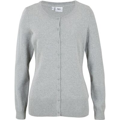 bonprix Basic Feinstrickjacke mit recycelter Baumwolle grau 40 bonprix Basic Feinstrickjacke mit recycelter Baumwolle grau 40
