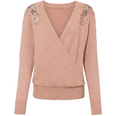 bonprix Pullover mit Spitzeneinsatz rosa 48 bonprix Pullover mit Spitzeneinsatz rosa 48