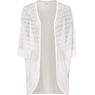 bonprix Longstrickjacke mit Lochmuster weiß 48 bonprix Longstrickjacke mit Lochmuster weiß 48