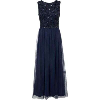 bonprix Maxikleid mit Paillettenstickerei blau 46 bonprix Maxikleid mit Paillettenstickerei blau 46