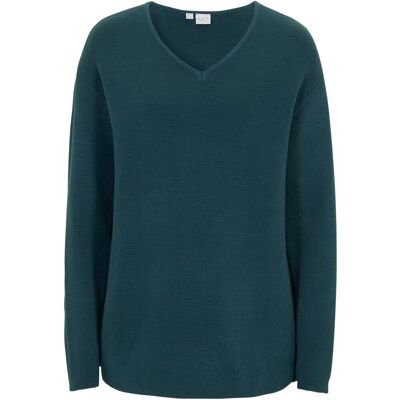 bonprix Milano Rib Pullover mit V-Ausschnitt petrol 52 bonprix Milano Rib Pullover mit V-Ausschnitt petrol 52