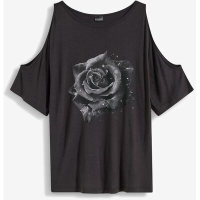 bonprix Cold-Shoulder-Shirt aus Viskose schwarz 56 bonprix Cold-Shoulder-Shirt aus Viskose schwarz 56