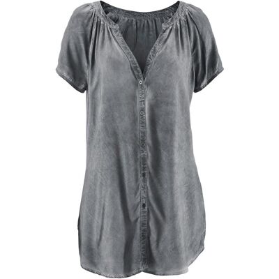 bonprix Kurzarmbluse aus reiner Baumwolle grau 50 bonprix Kurzarmbluse aus reiner Baumwolle grau 50