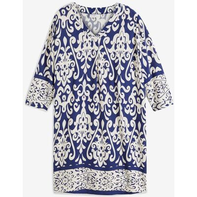 bonprix Tunika-Kleid aus fließender Viskose blau 50 bonprix Tunika-Kleid aus fließender Viskose blau 50