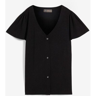 bonprix Shirt mit Knopfleiste schwarz 52 bonprix Shirt mit Knopfleiste schwarz 52