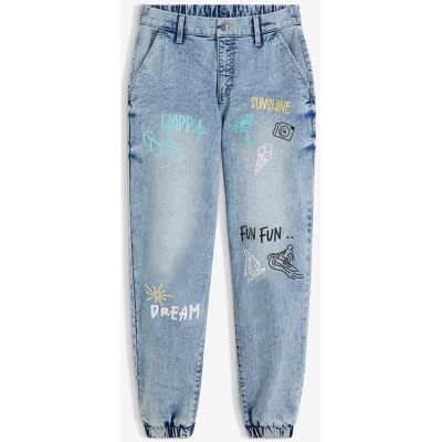 bonprix Barrel-Jeans, Mid Waist, Bequembund blau 44 bonprix Barrel-Jeans, Mid Waist, Bequembund blau 44