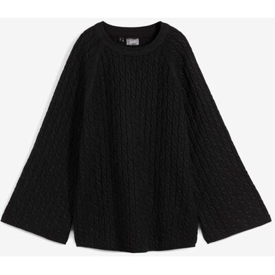bonprix Oversize-Pullover mit Zopfmuster schwarz 44 bonprix Oversize-Pullover mit Zopfmuster schwarz 44