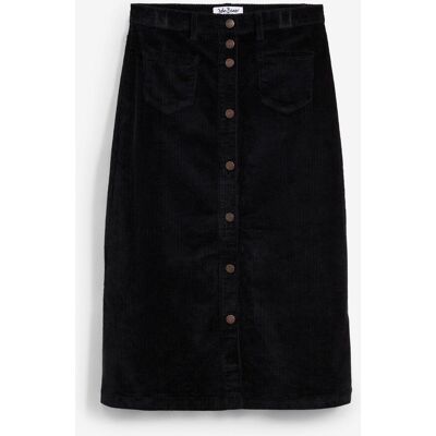 bonprix Stretch-Cordrock mit Knopfleiste, Midi-Länge schwarz 46 bonprix Stretch-Cordrock mit Knopfleiste, Midi-Länge schwarz 46