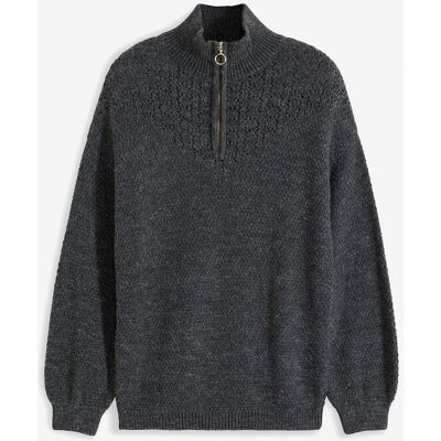 bonprix Troyer Pullover mit Ajourmuster grau 40 bonprix Troyer Pullover mit Ajourmuster grau 40