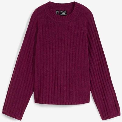 bonprix Gerippter Pullover, verkürzt lila 36 bonprix Gerippter Pullover, verkürzt lila 36