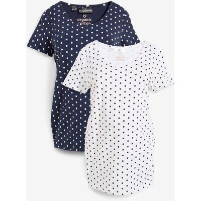 bonprix Umstandsshirts aus Bio-Baumwolle (2er-Pack) mit Polka-Dots weiß 40 bonprix Umstandsshirts aus Bio-Baumwolle (2er-Pack) mit Polka-Dots weiß 40